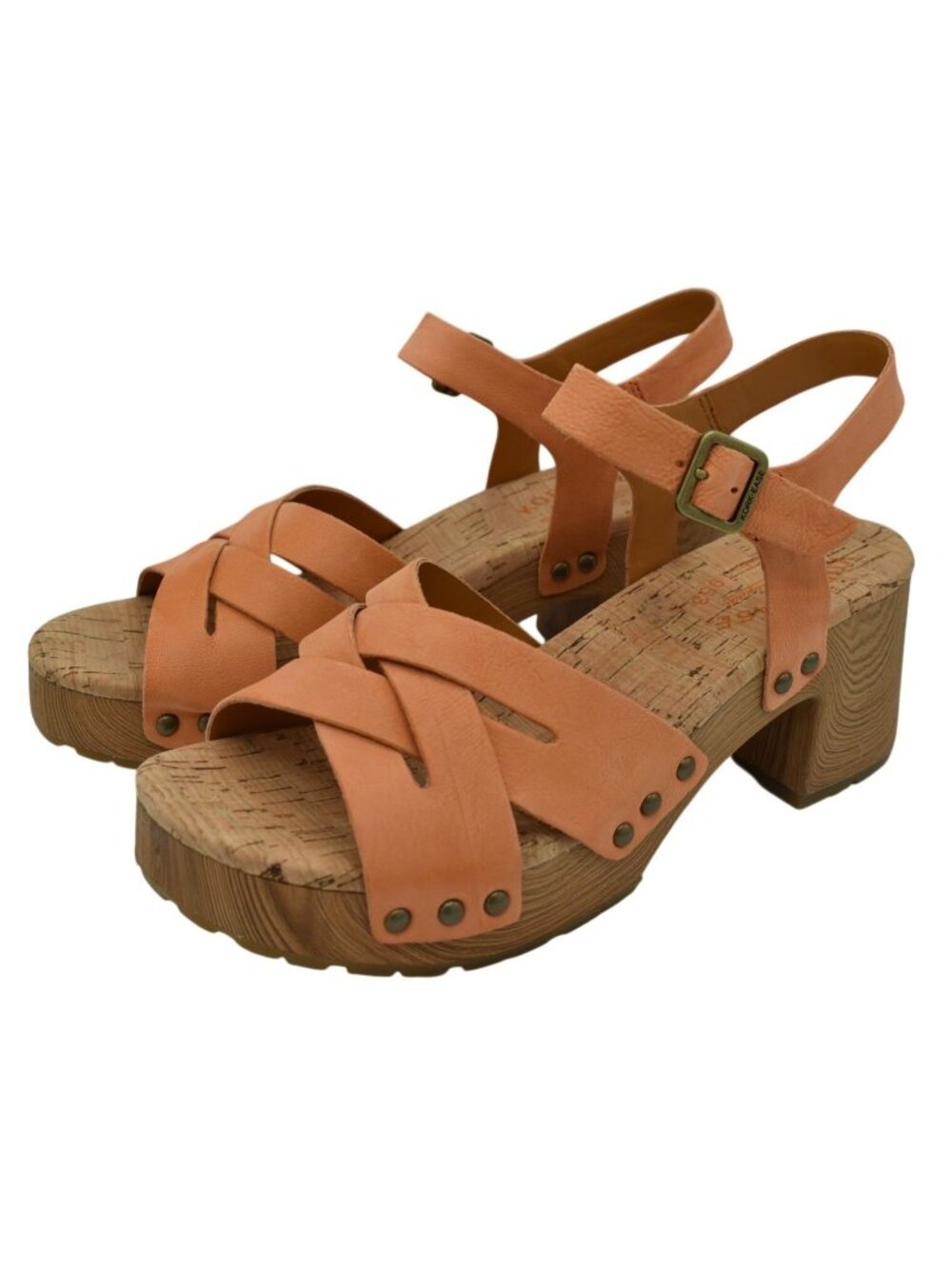 Kork-Ease Womens Size 9 Tia Orange Melon Full Grain‎ Leather Ankle Strap Sandals